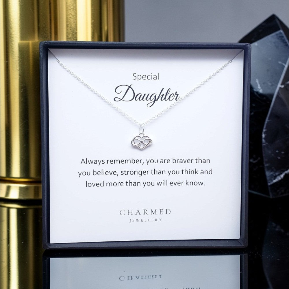 Daughter Infinity Heart Necklace in Sterling Silver 925 | Personalised Jewellery Gift