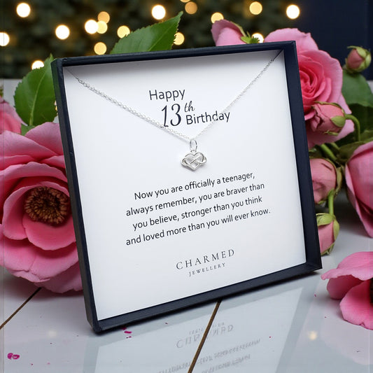 13th Birthday Infinity Heart Necklace | Sterling Silver 925