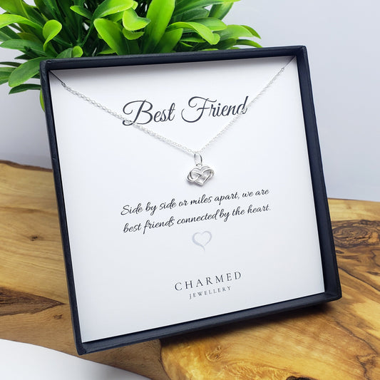 Best Friend Infinity Heart Necklace in Sterling Silver 925 | Personalised Jewellery Gift