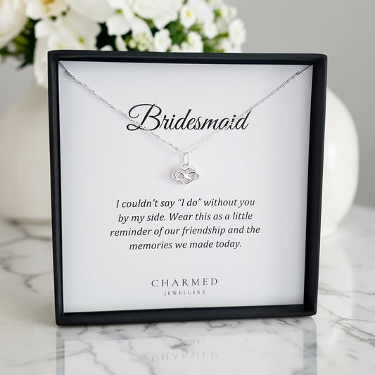 Bridesmaid Gift infinity Heart Necklace in Sterling Silver 925, Personalised Jewellery Gift