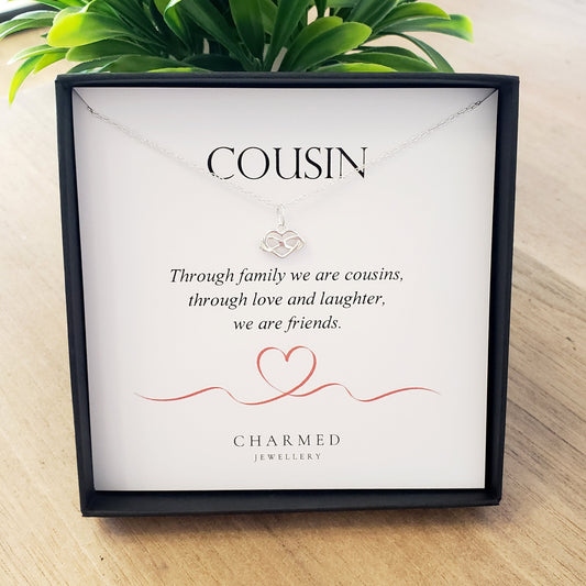 Cousin Infinity Heart Necklace | 925 Sterling Silver | Personalised Jewellery Gift