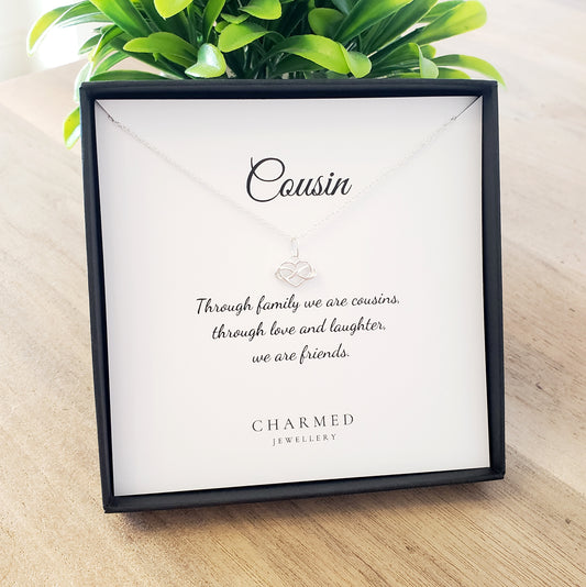 Cousin Infinity Heart Necklace | Sterling Silver 925 | Personalised Jewellery Gift
