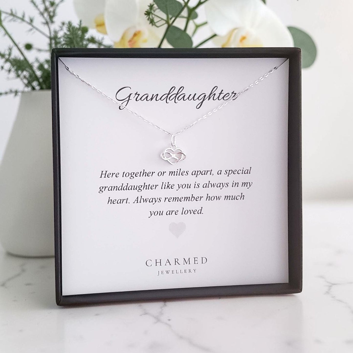Granddaughter Infinity Heart Necklace | Sterling Silver 925 | Personalised Jewellery Gift