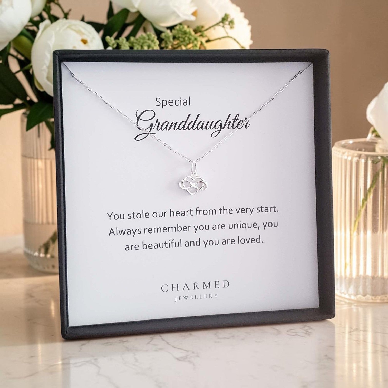 Granddaughter Gift | Infinity Heart Necklace | Sterling Silver 925 | Personalised Jewellery