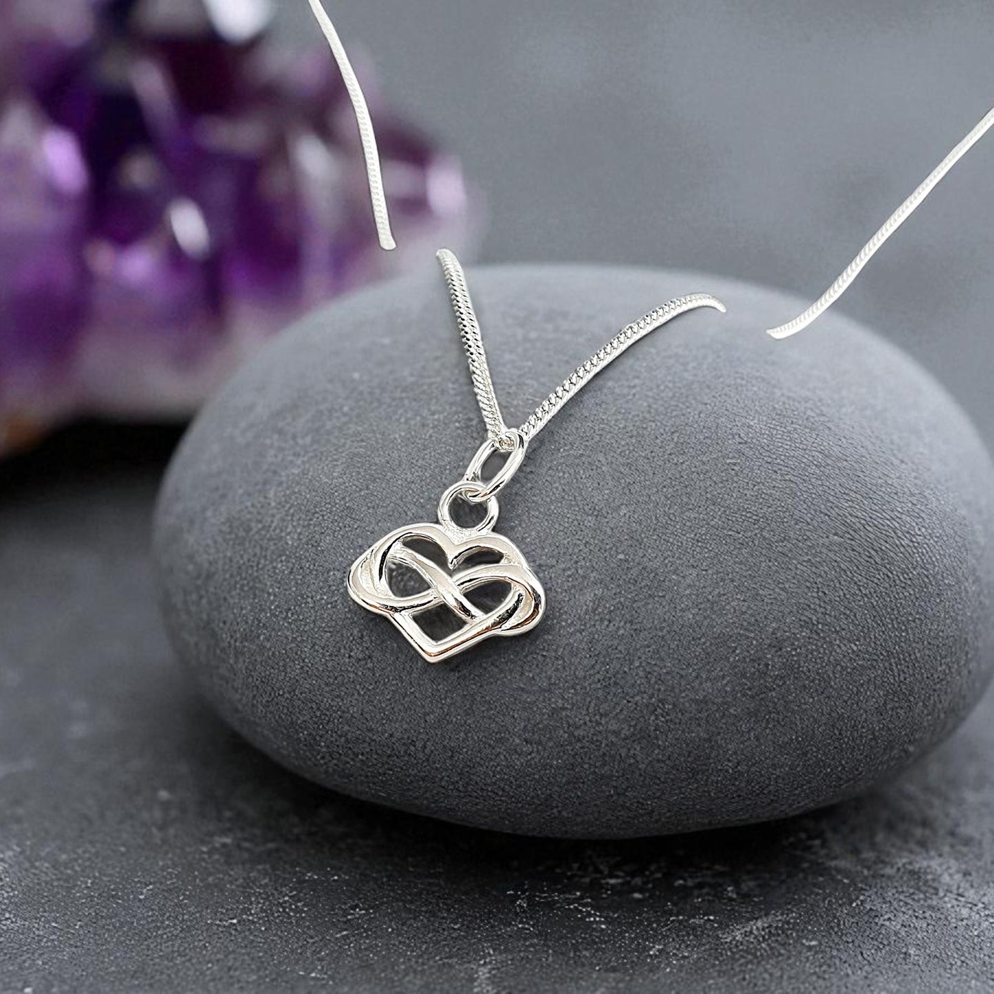 Passing Exams Gift, Infinity Heart Necklace in Sterling Silver 925, Personalised Jewellery Gift