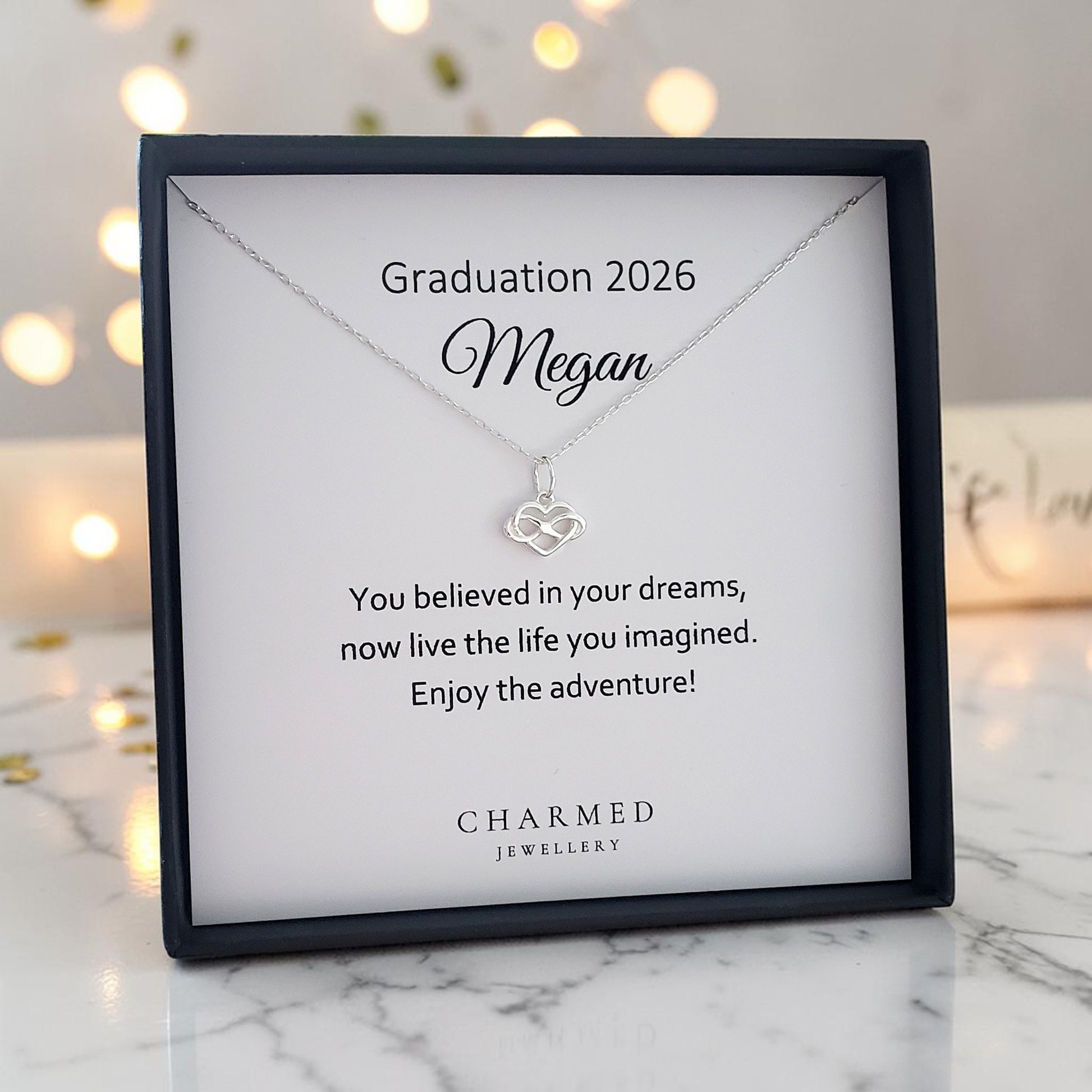 Graduation Gift | Infinity Heart Necklace in Sterling Silver 925 | Personalised Jewellery