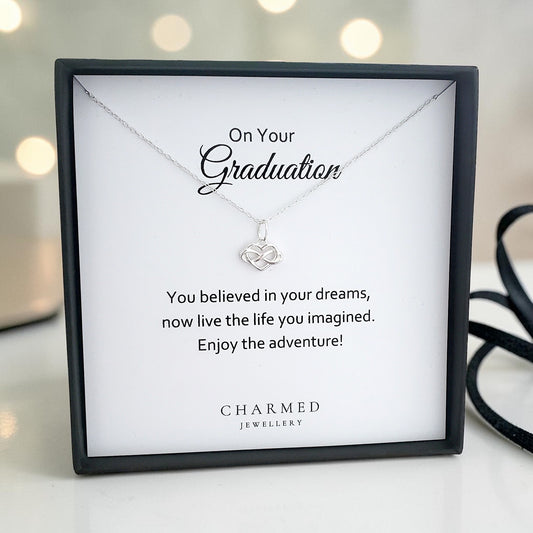 Graduation Gift | Infinity Heart Necklace in Sterling Silver 925 | Personalised 