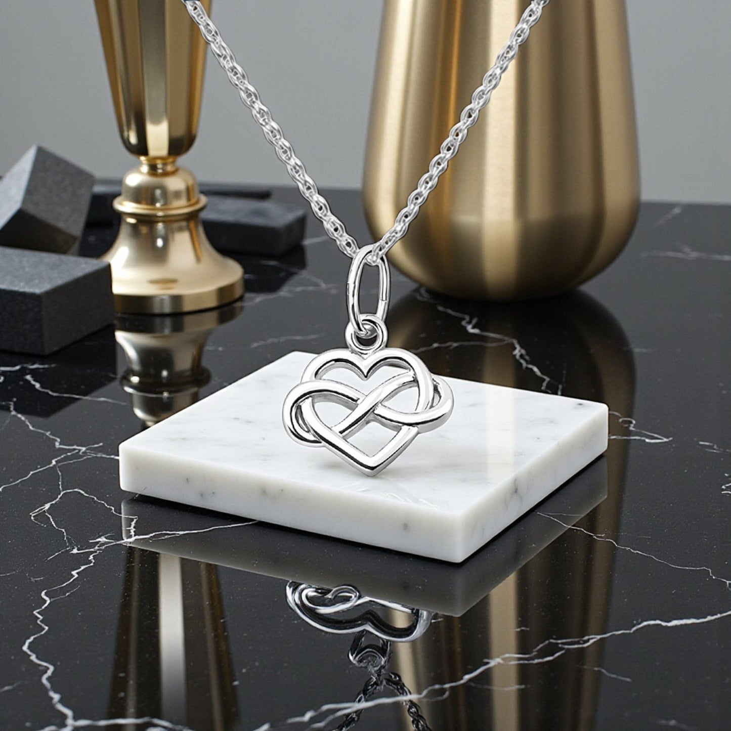 Infinity Heart Necklace and Stud Earrings Gift Set | Sterling Silver 925