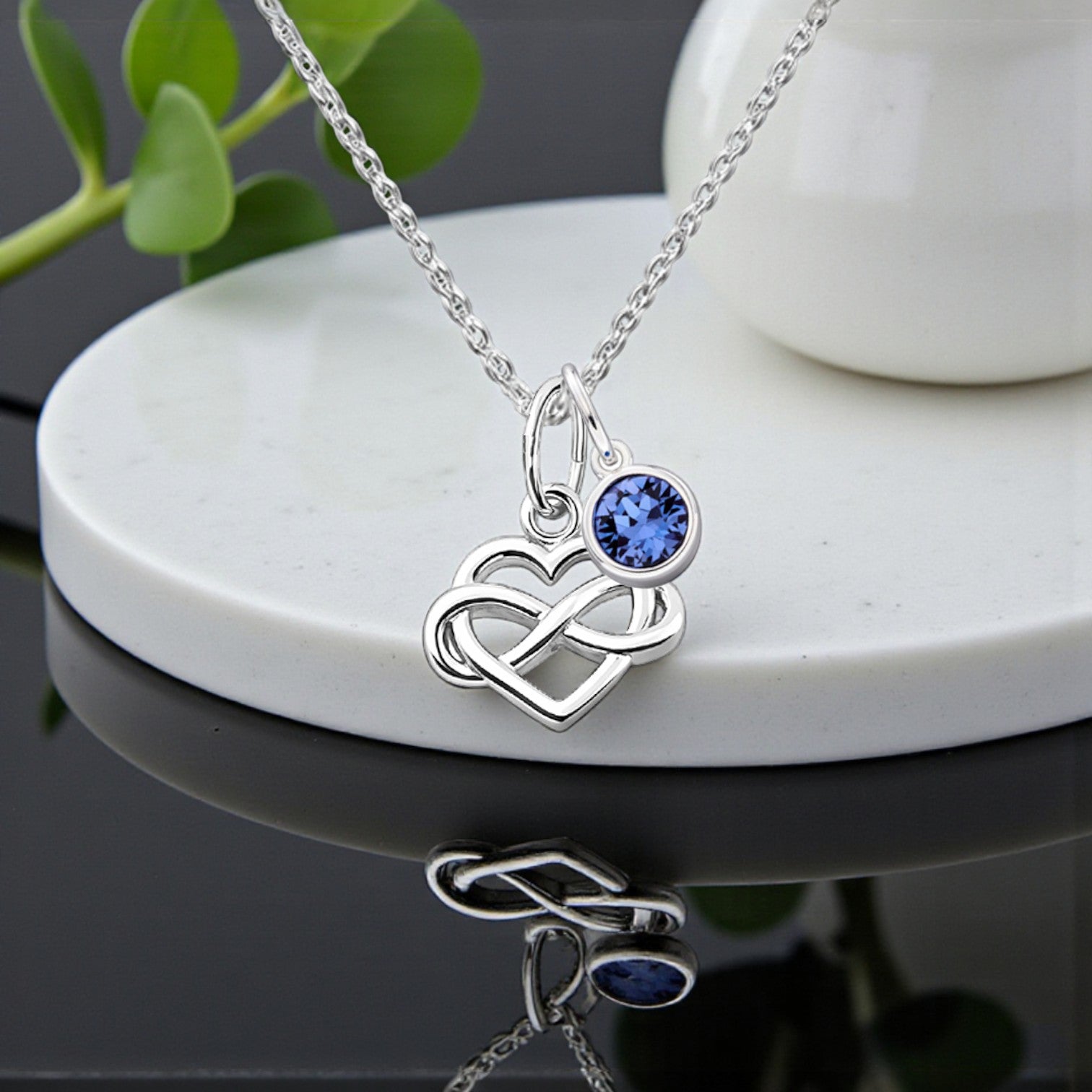 Infinity Heart Birthstone Necklace | Sterling Silver 925 Personalised Jewellery