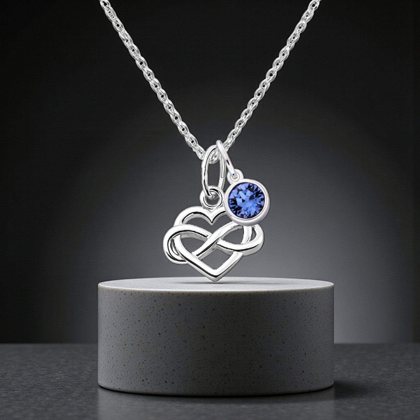 Infinity Heart Birthstone Necklace | Sterling Silver 925 Personalised Jewellery