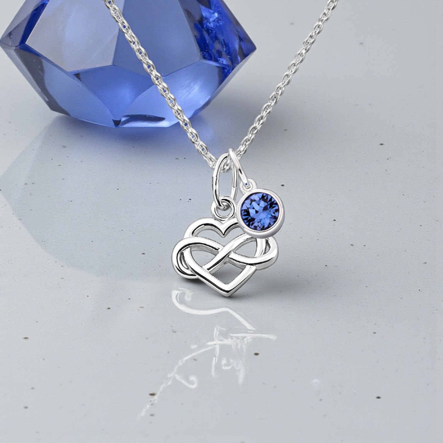 Infinity Heart Birthstone Necklace | Sterling Silver 925 Personalised Jewellery