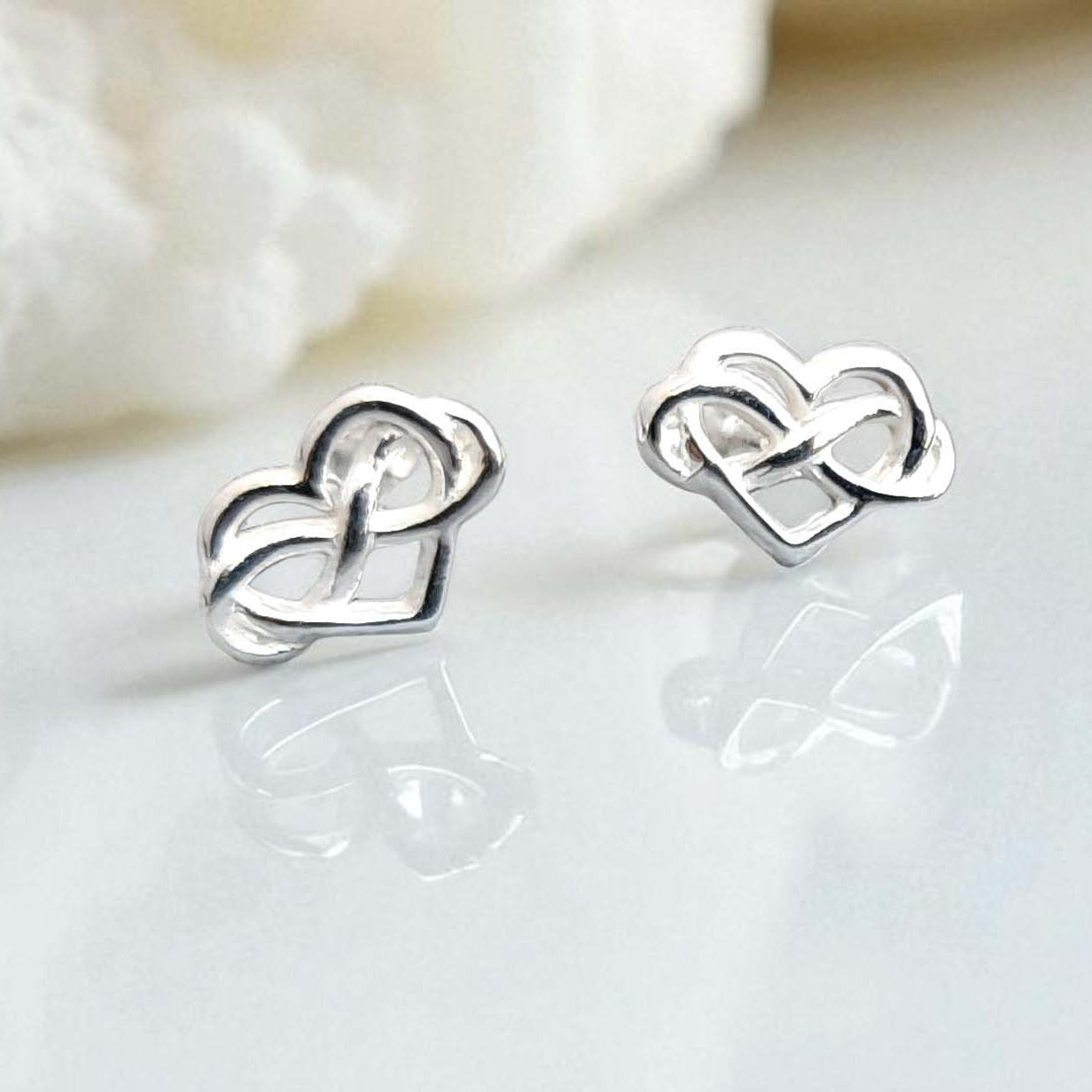 Infinity Heart Stud Earrings 925 Sterling Silver | Elegant Jewellery Gift