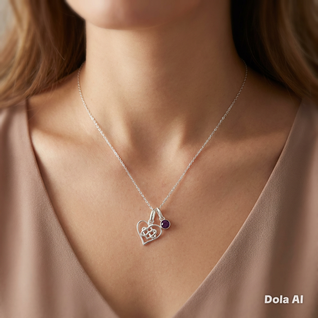 Infinity Knot Necklace with Birthstone in Sterling Silver 925