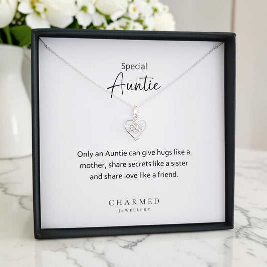 Auntie Infinity Knot Necklace in Sterling Silver 925 | Personalised Jewellery Gift
