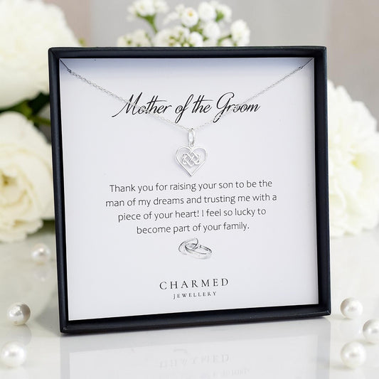 Mother of the Groom Infinity Knot Necklace in Sterling Silver 925 | Personalised Jewellery Gift