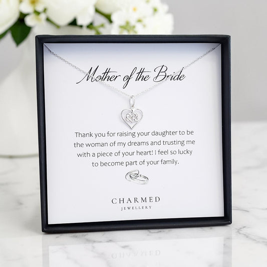 Mother of the Bride Infinity Knot Necklace in Sterling Silver 925 | Personalised Jewellery Gift