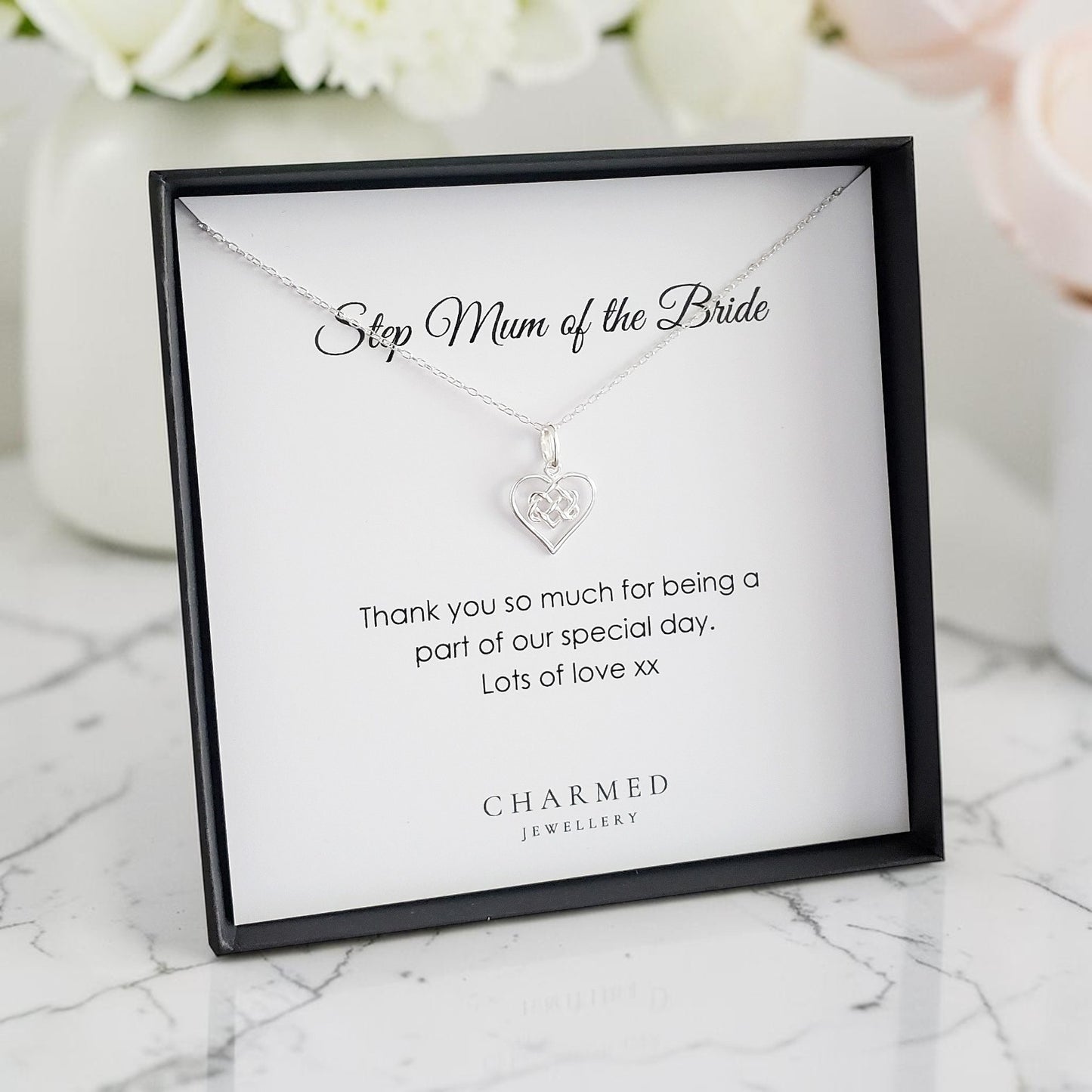 Step Mum of the Bride Infinity Knot Necklace in Sterling Silver 925 | Personalised Jewellery Gift