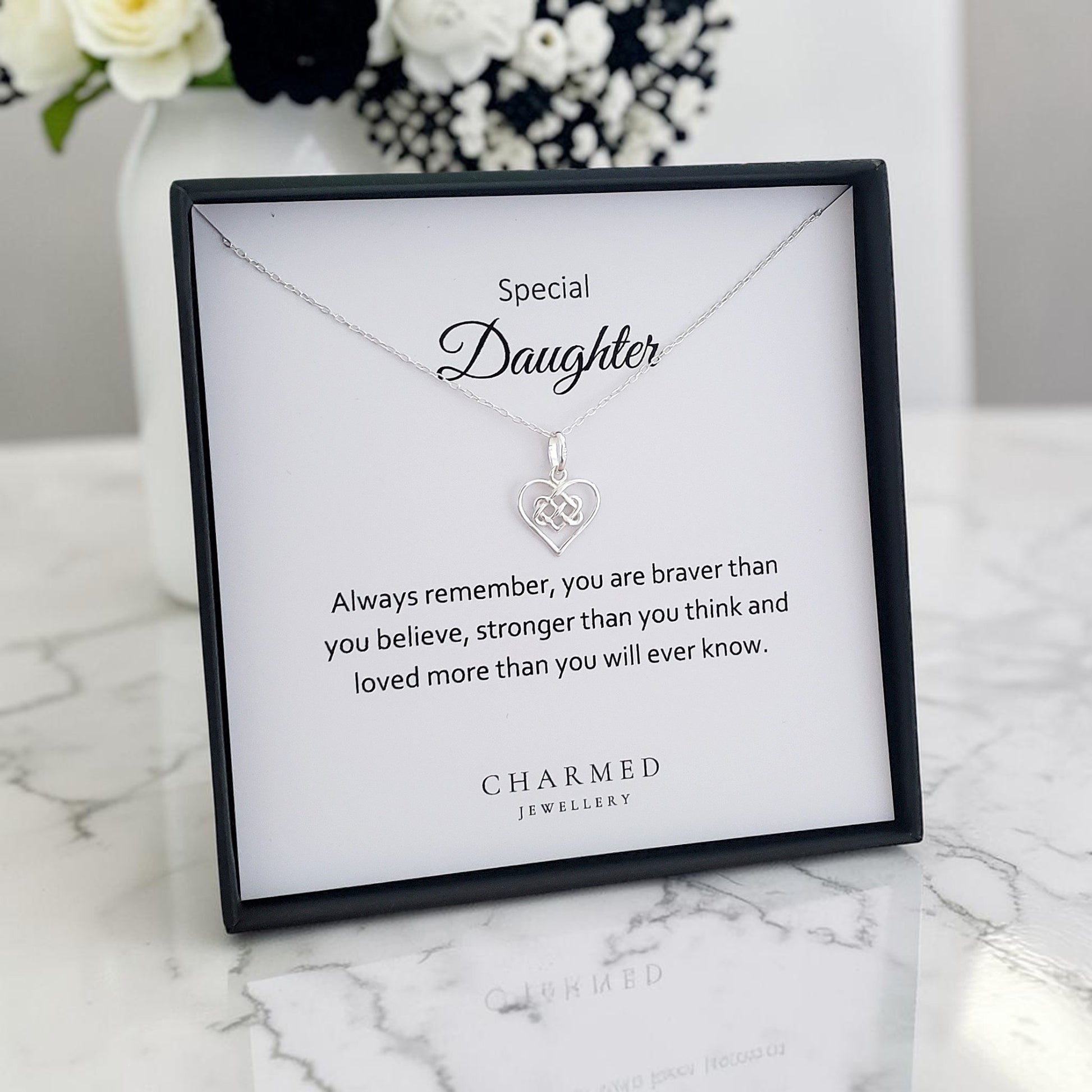 Daughter Infinity Knot Necklace in Sterling Silver 925 | Personalised Jewellery Gift