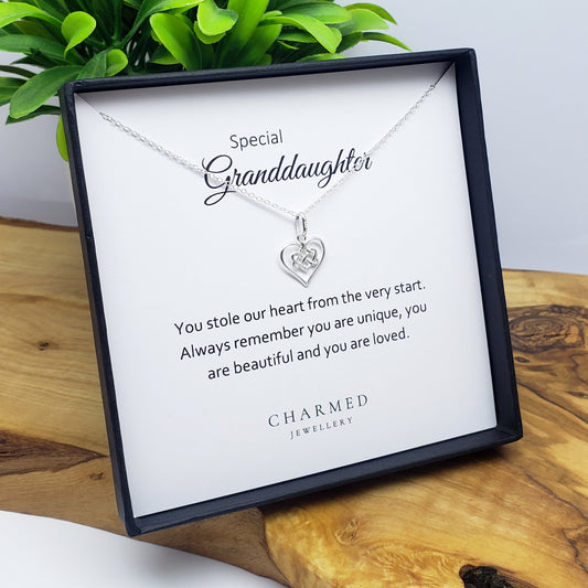 Granddaughter Infinity Knot Necklace in Sterling Silver 925 | Personalised Jewellery Gift