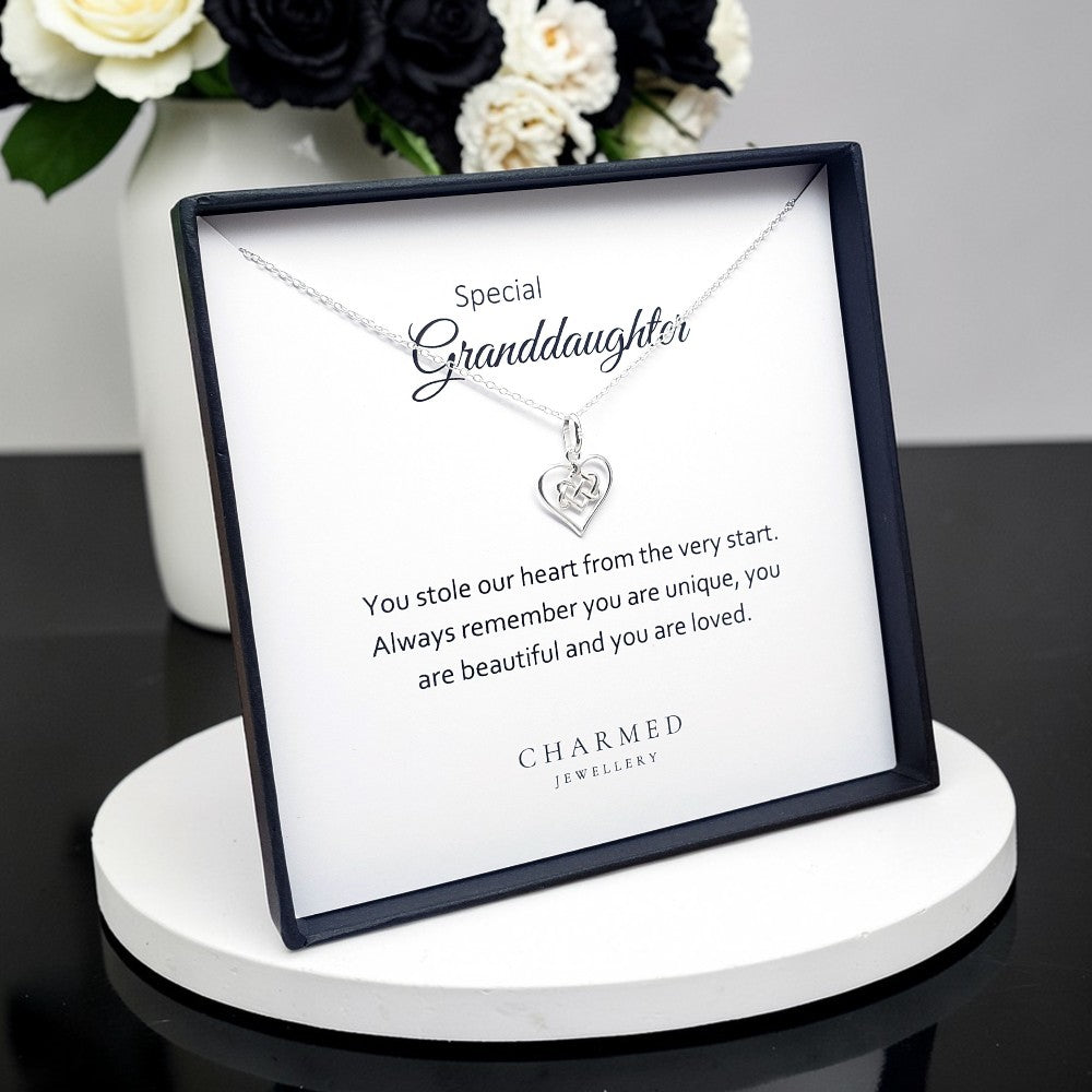 Granddaughter Infinity Knot Necklace in Sterling Silver 925 | Personalised Jewellery Gift