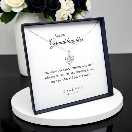 Granddaughter Infinity Knot Necklace in Sterling Silver 925 | Personalised Jewellery Gift