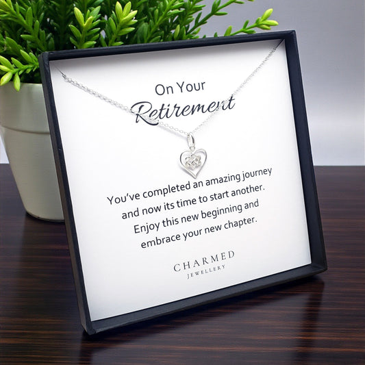 Retirement Gift Infinity Knot Necklace in Sterling Silver 925 | Personalised Jewellery