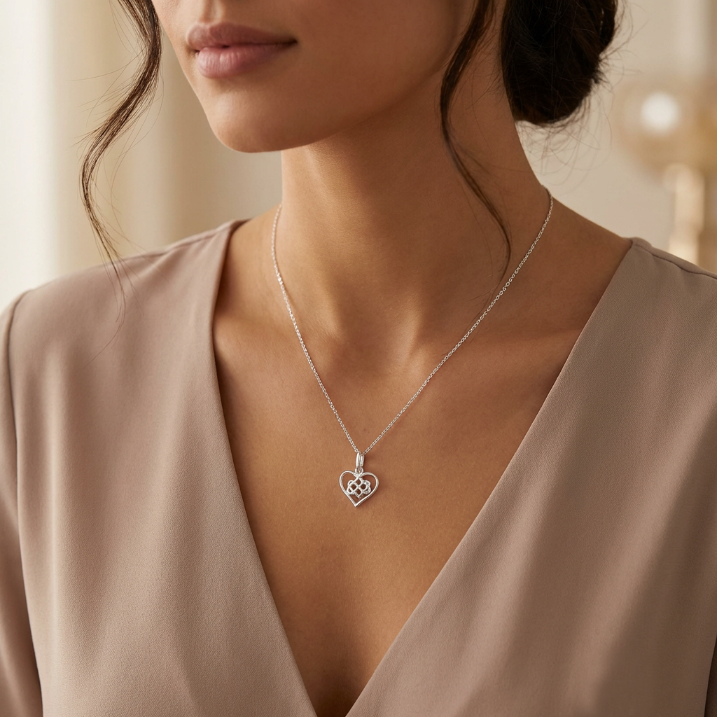 Sister-in-Law Gift | Infinity Knot Heart Necklace in Sterling Silver 925 | Personalised Jewellery