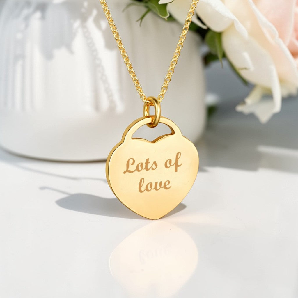 Engraved Name Heart Necklace | 14ct Gold Stainless Steel | Personalised Jewellery