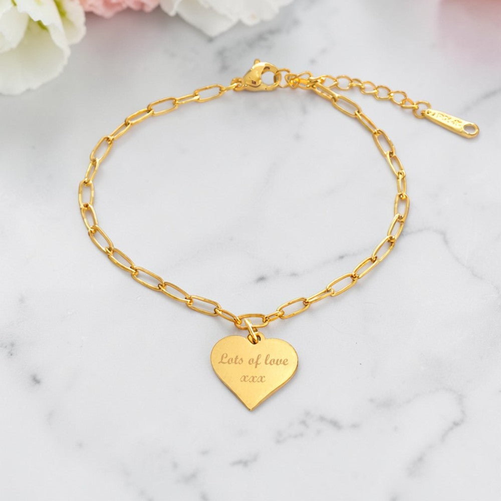 Engraved Name Paperclip Bracelet | 14ct Gold Plated Stainless Steel | Personalised Jewellery Gift