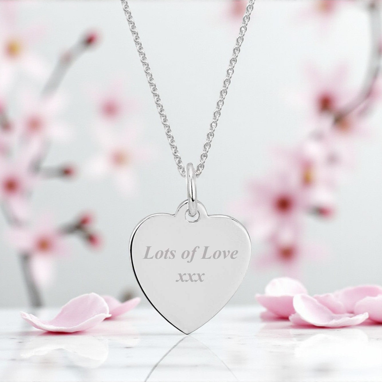 Engraved Name Heart Necklace | Sterling Silver 925 | Personalised Jewellery