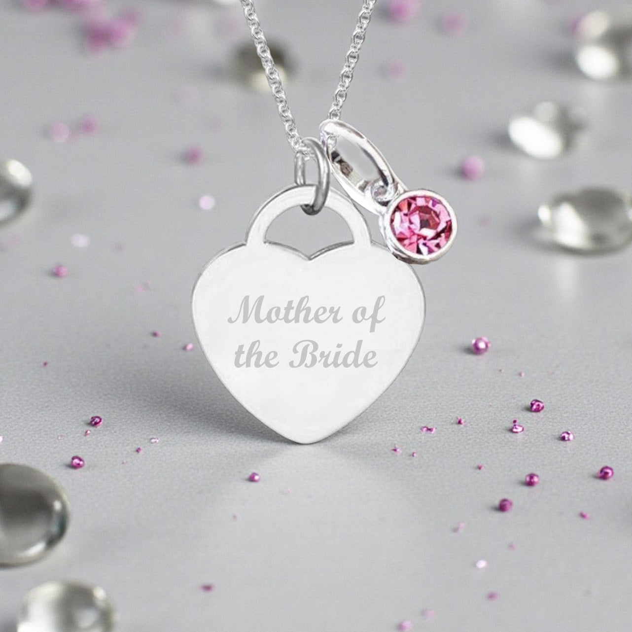 Mother of the Bride Engraved Necklace with Birthstone | Personalised Jewellery Gift