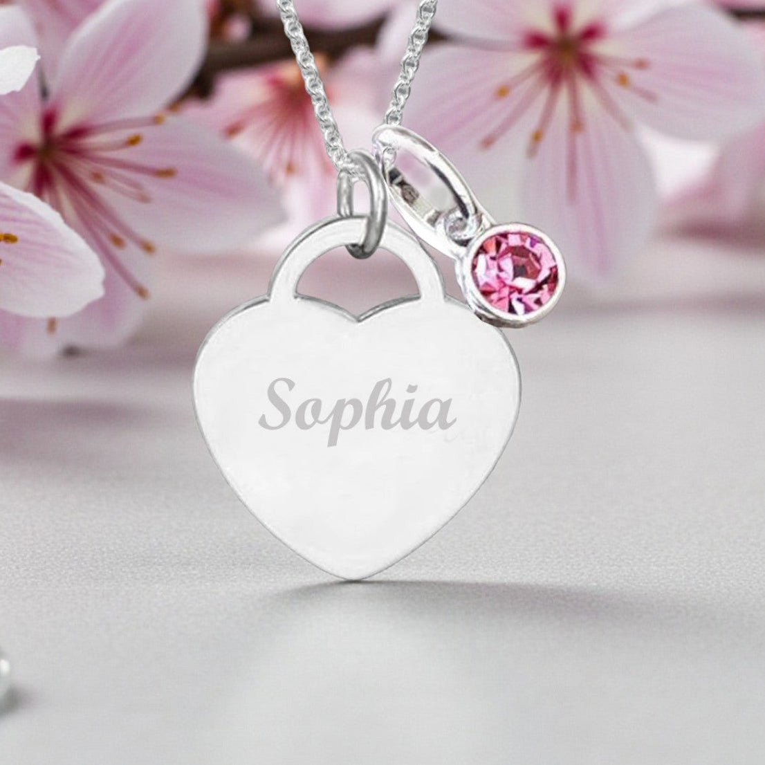 Engraved Name Heart Necklace | Sterling Silver 925 | Personalised Jewellery