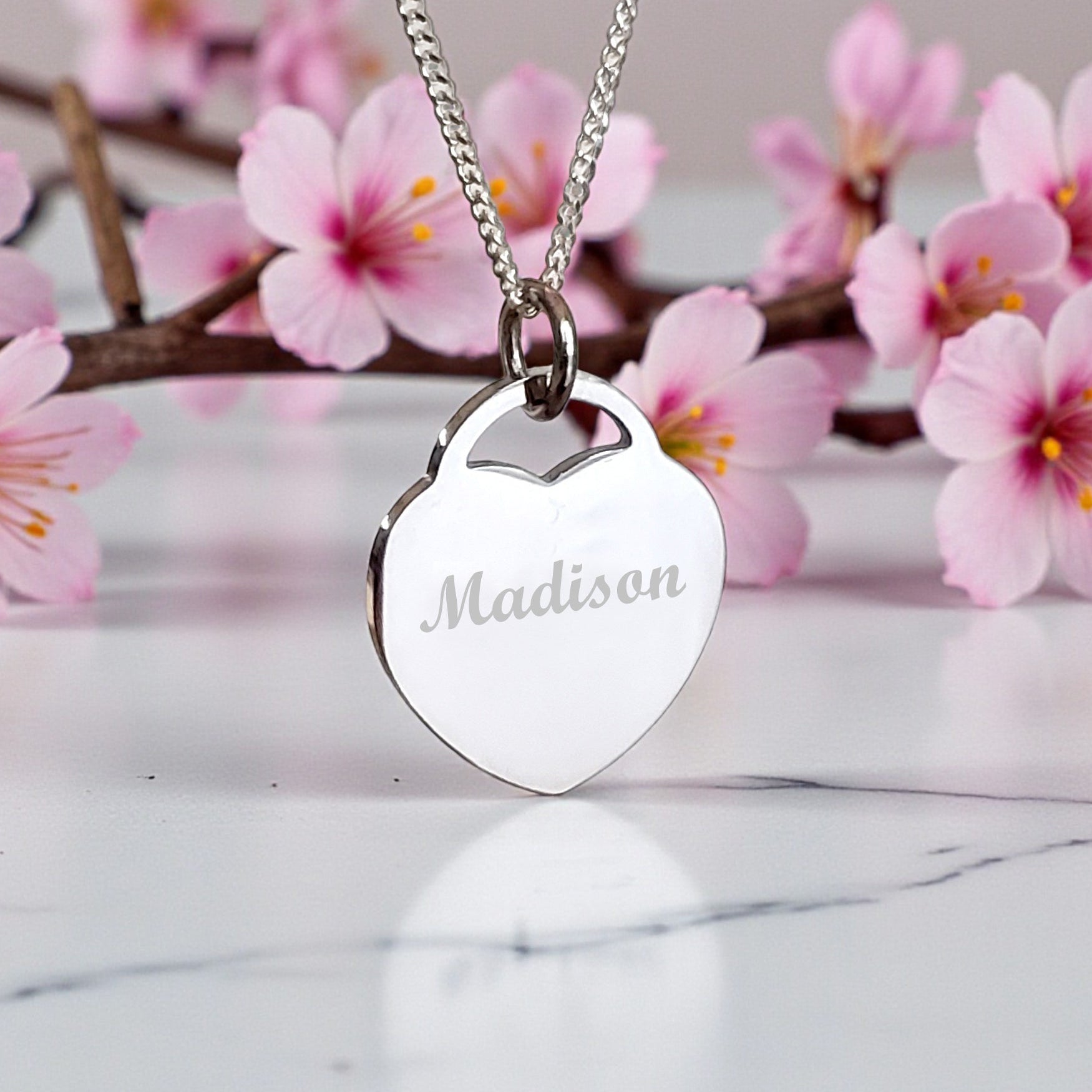 Engraved Name Heart Necklace | Personalised Jewellery