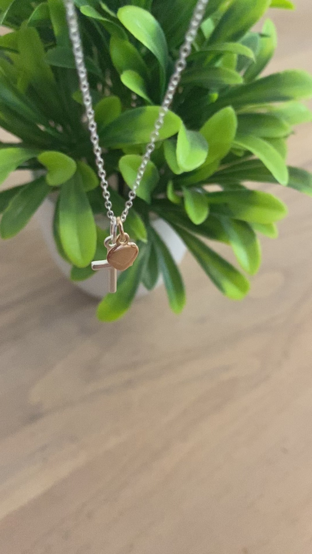 Cross Necklace with Heart in Sterling Silver 925 | Personalised Jewellery