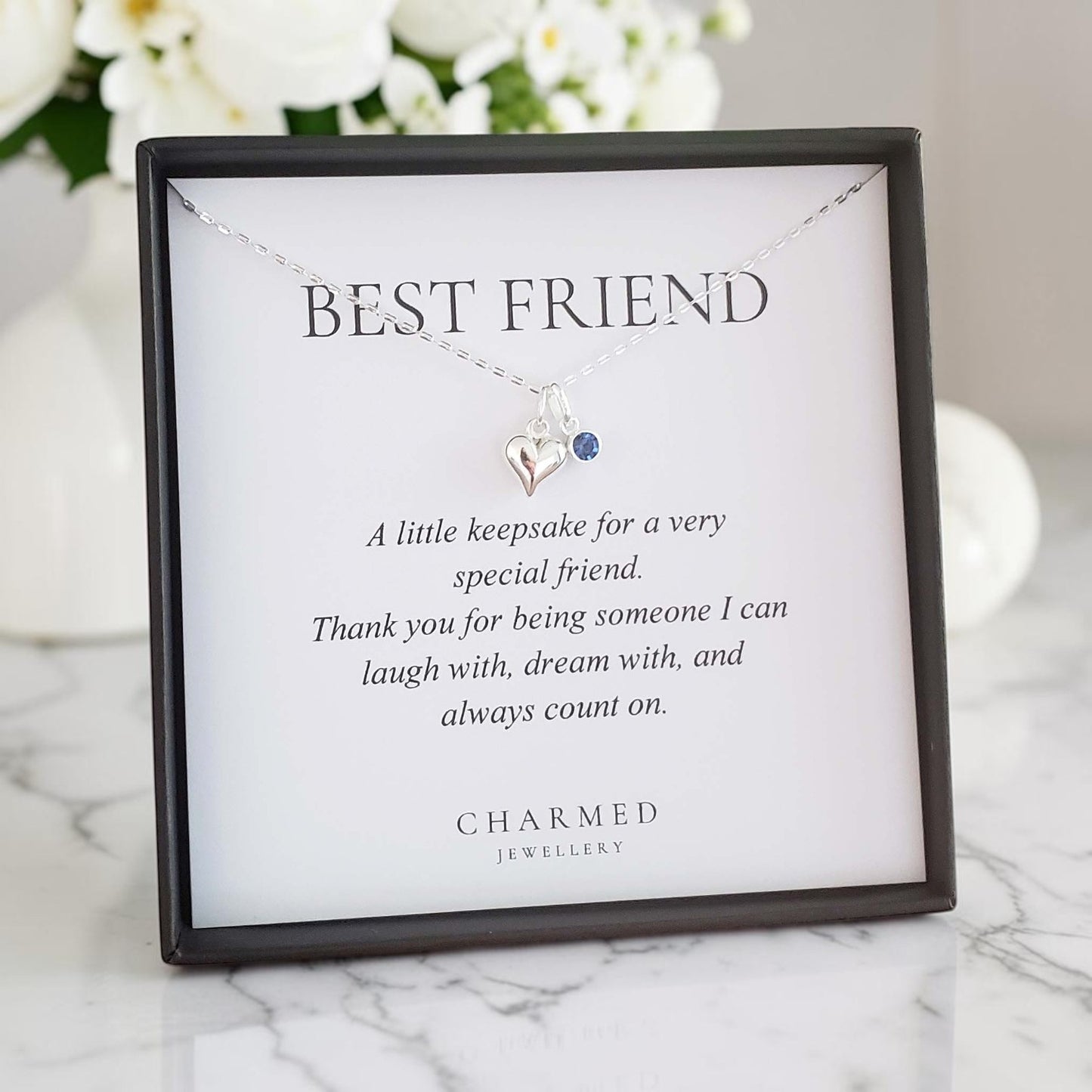 Best Friend Ribbon Heart Necklace in Sterling Silver 925 | Personalised Jewellery Gift