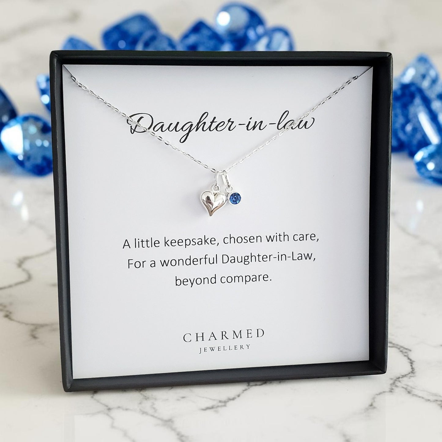 Daughter in Law Heart Necklace with Birthstone | Sterling Silver 925 | Personalised Jewellery Gift