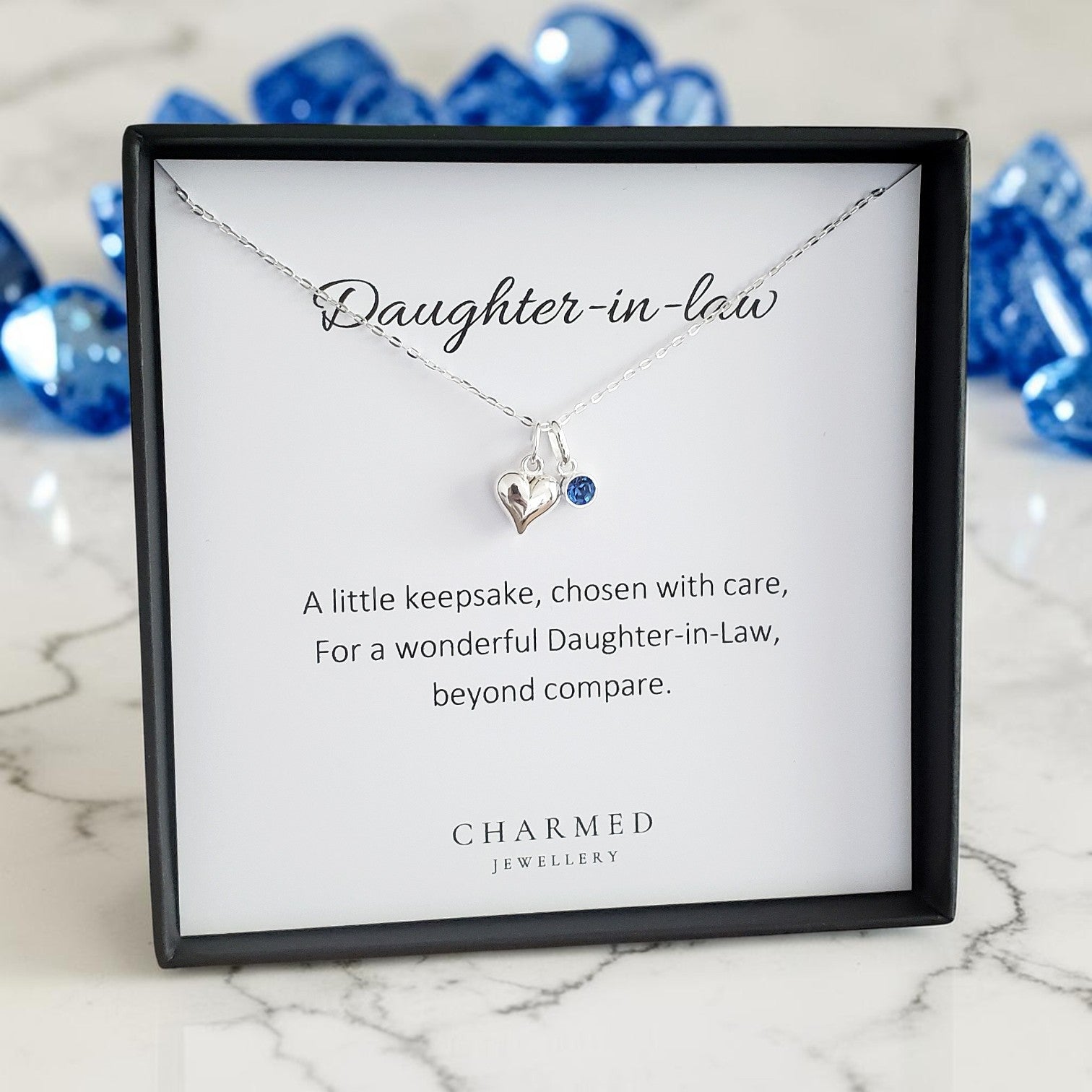 Daughter in Law Heart Necklace with Birthstone | Sterling Silver 925 | Personalised Jewellery Gift