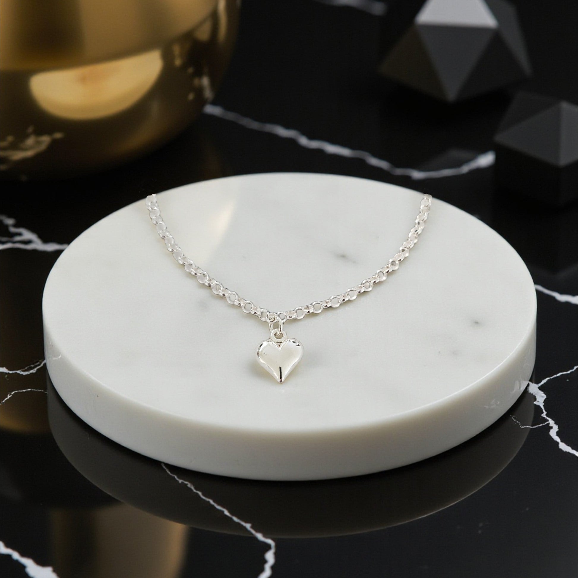 Silver Puffy Heart Charm Bracelet | Sterling Silver 925 | Elegant Jewellery Gift