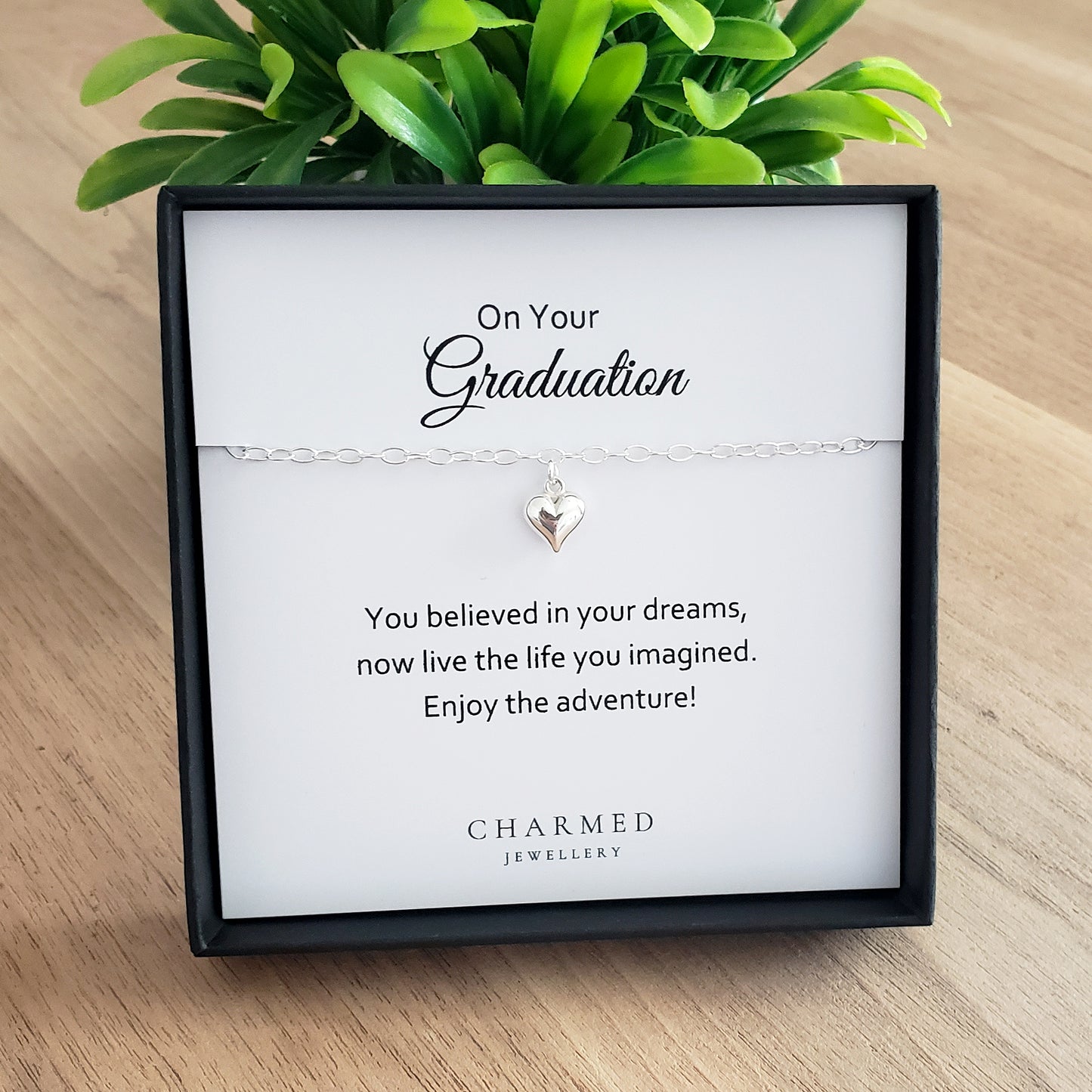 Graduation Gift | Puffy Heart Bracelet in Sterling Silver 925 | Personalised Jewellery
