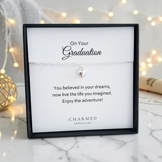 Graduation Gift | Puffy Heart Bracelet in Sterling Silver 925 | Personalised Jewellery
