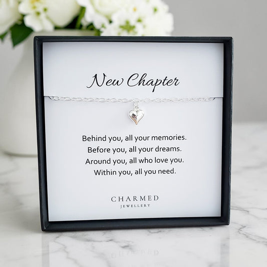 New Chapter Gift | Puffy Heart Bracelet in Sterling Silver 925 | Message Card Jewellery