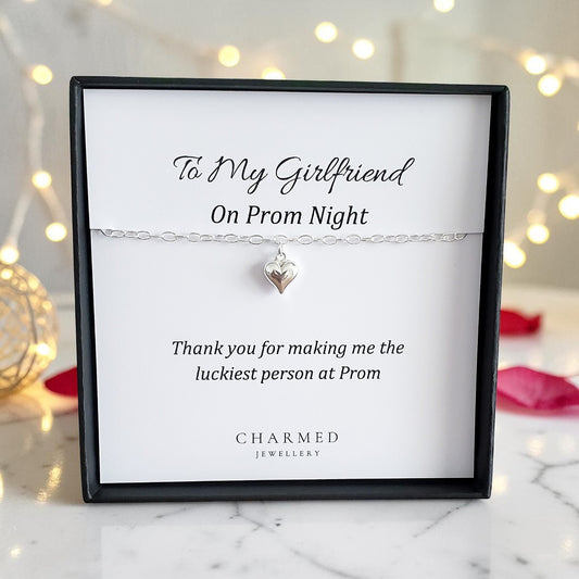 Prom Gift for Girlfriend | Puffy Heart Bracelet in Sterling Silver 925 | Personalised Jewellery