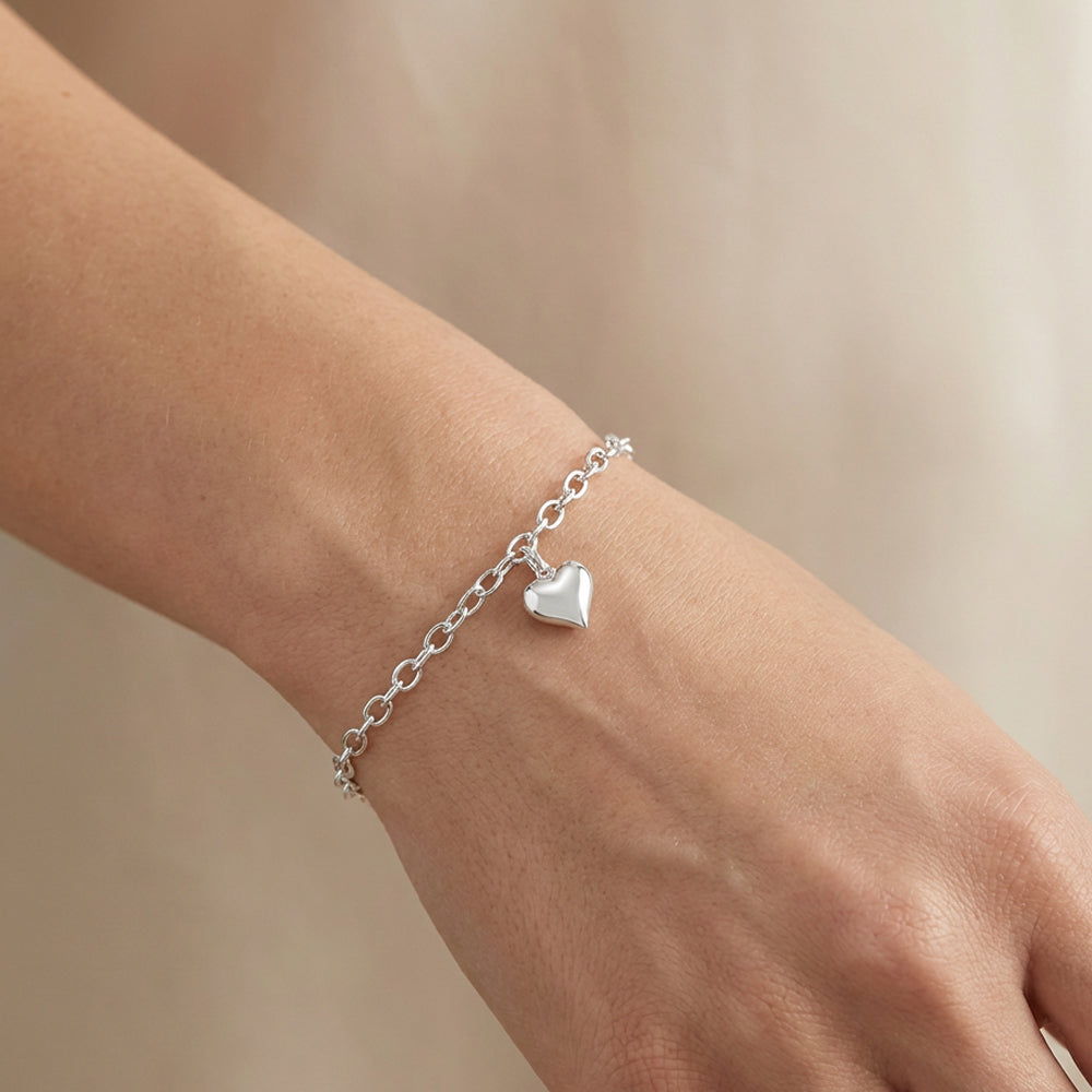 Bonus Mum Puffy Heart Bracelet | Sterling Silver 925 | Personalised Jewellery Gift