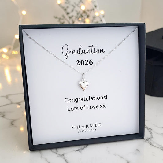 Graduation Gift |Puffy Heart Necklace in Sterling Silver 925 | Personalised Jewellery