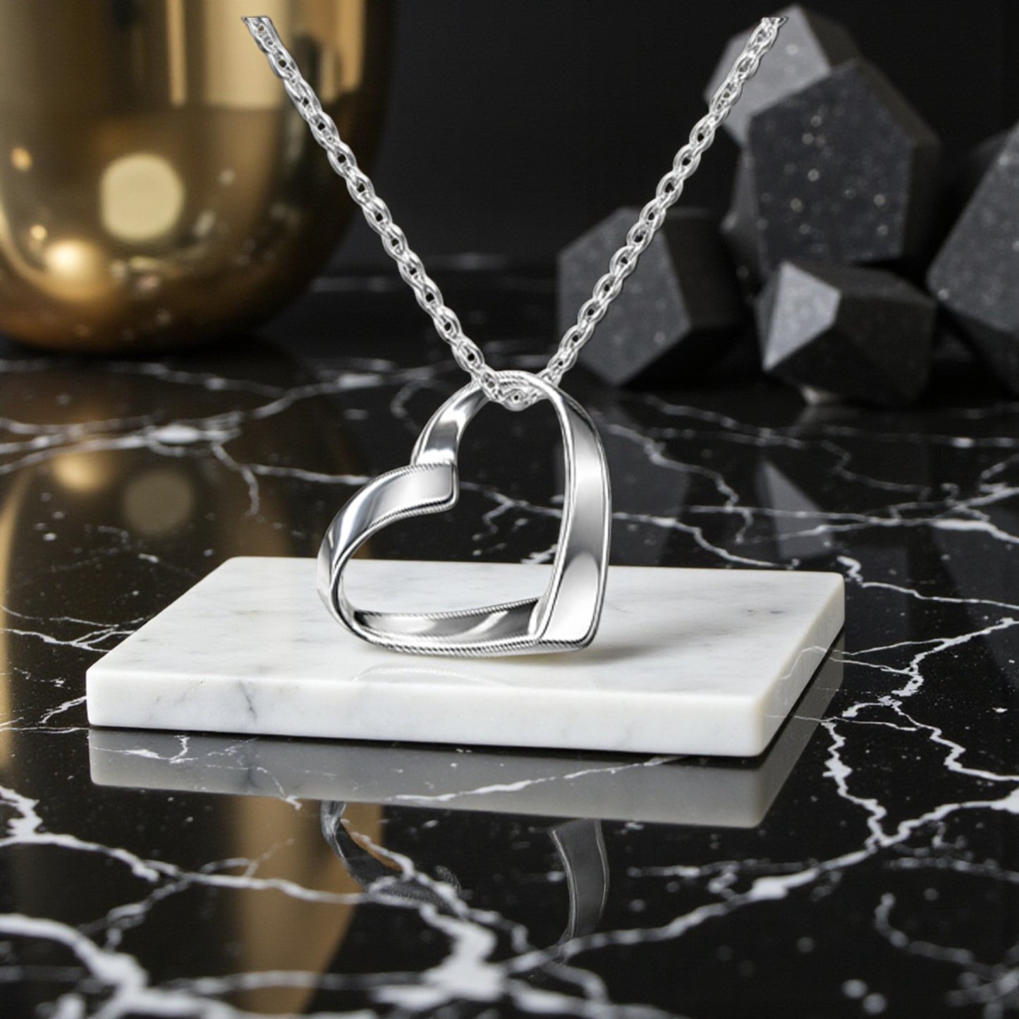 Passing Exams Gift | Ribbon Heart Necklace in Sterling Silver 925 | Message Card Jewellery
