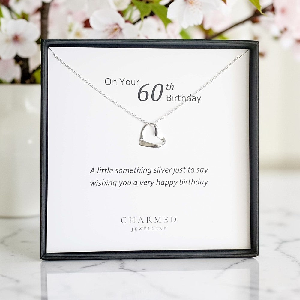 60th Birthday Ribbon Necklace in Sterling Silver 925 | Personalised Jewellery Gift