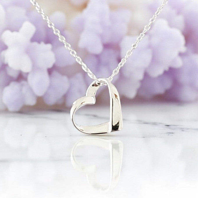 Ribbon Heart Necklace in 925 Sterling Silver – Elegant Jewellery Gift