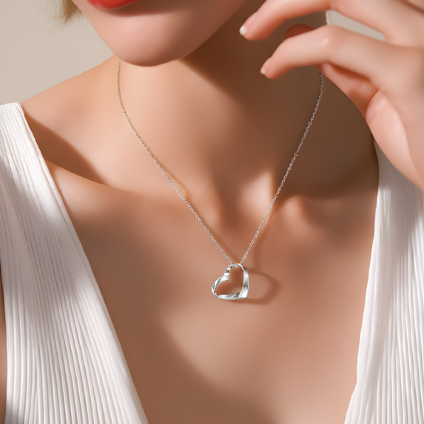 Mother of the Bride Ribbon Heart Necklace in Sterling Silver 925 | Personalised Jewellery Gift