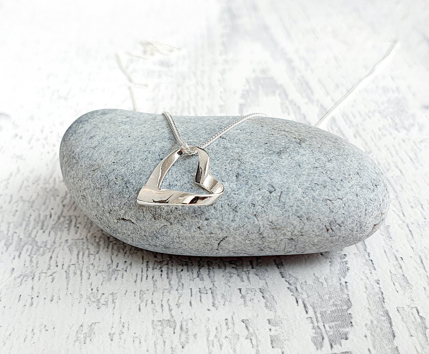 Daughter Ribbon Heart Necklace in Sterling Silver 925, Personalised Jewellery Gift