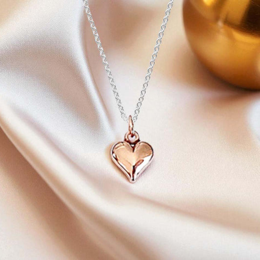 Rose Gold Puffy Heart Necklace 925 Sterling Silver – Elegant Jewellery Gift